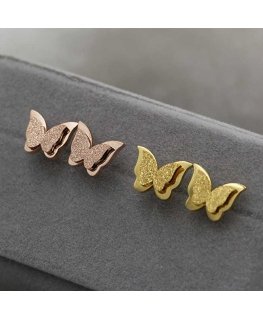 Trolley Plated butterfly earring Metal butterfly KES-048-GOLD