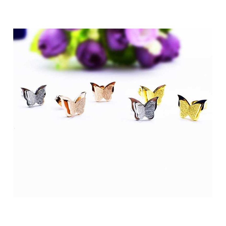 Trolley Plated butterfly earring Metal butterfly KES-048-GOLD – 3