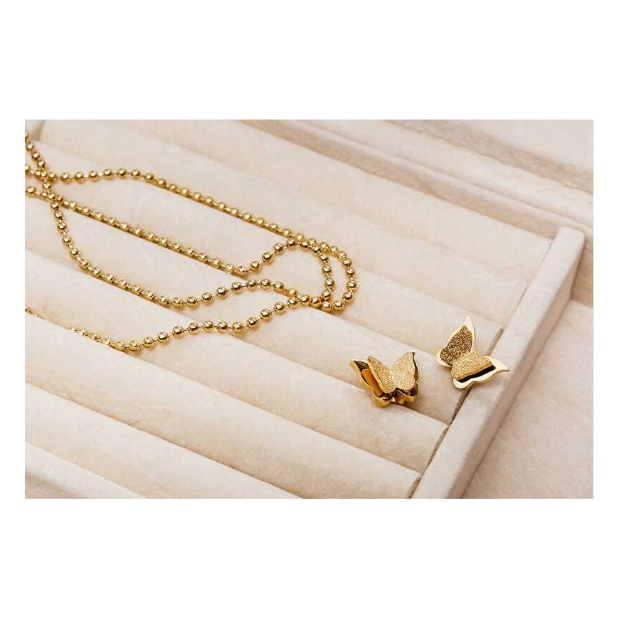 Trolley Plated butterfly earring Metal butterfly KES-048-GOLD – 5