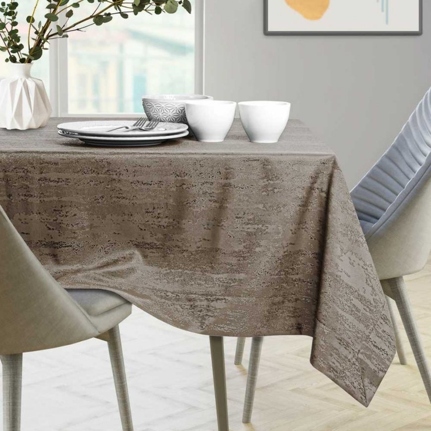 Vesta tablecloth cappuccino pressed modern 115x200+35x200 AmeliaHome – 2