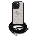 Guess PU 4G Metāla Logo Plecu Siksna maciņš, kas paredzēts Apple iPhone 16 Pro Max rozā krāsā