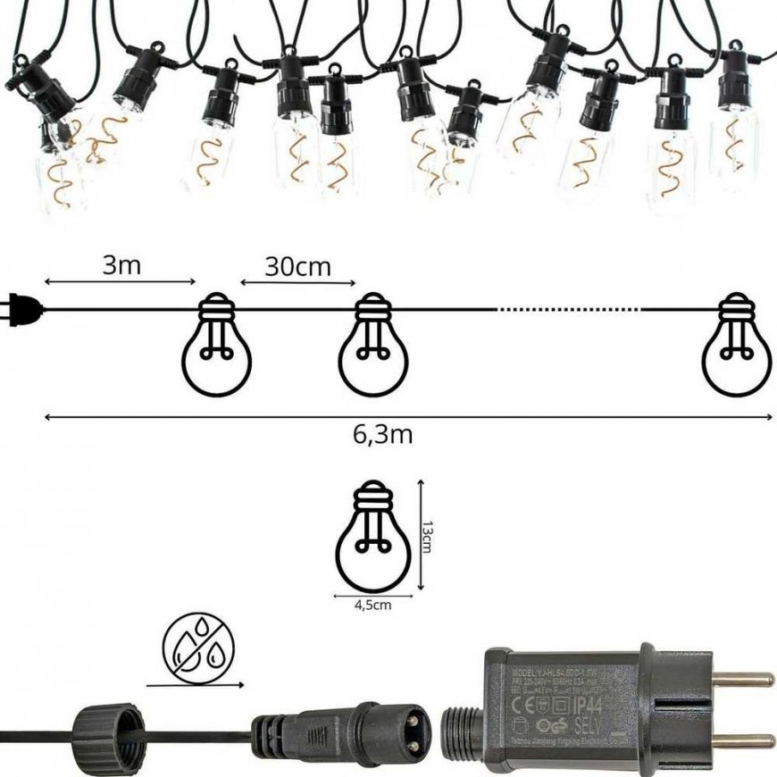 Saska Garden BALLĪTE GĀRĀ GARLAND 12 SPIRĀLES 12LED LEMPUTES 6,3M 230V – 5