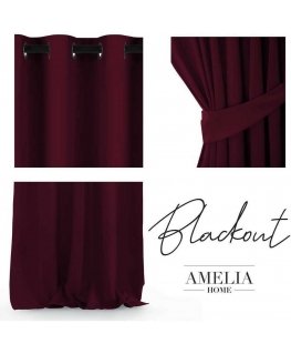 Night curtain with rings AmeliaHome BLACKOUT 140X245 cm, 1 pc., color: burgundy (wine)