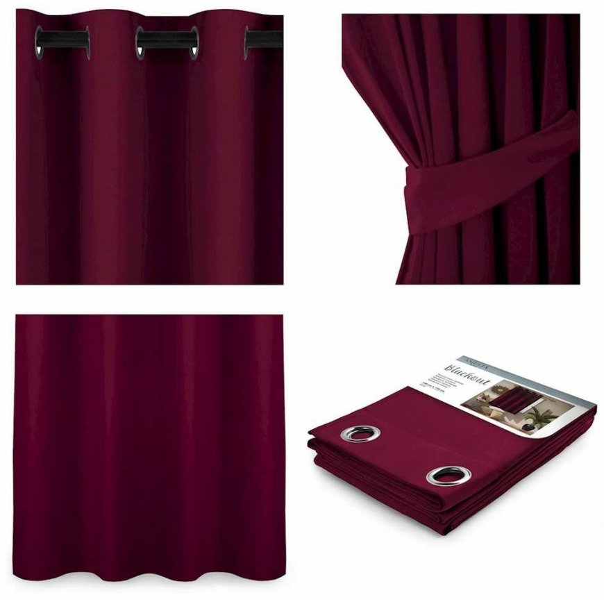 Night curtain with rings AmeliaHome BLACKOUT 140X245 cm, 1 pc., color: burgundy (wine) – 5