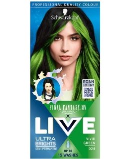 Schwarzkopf Live Ultra Brights X Final Fantasy XIV Online krāsu palete 024 Vivid Zaļš