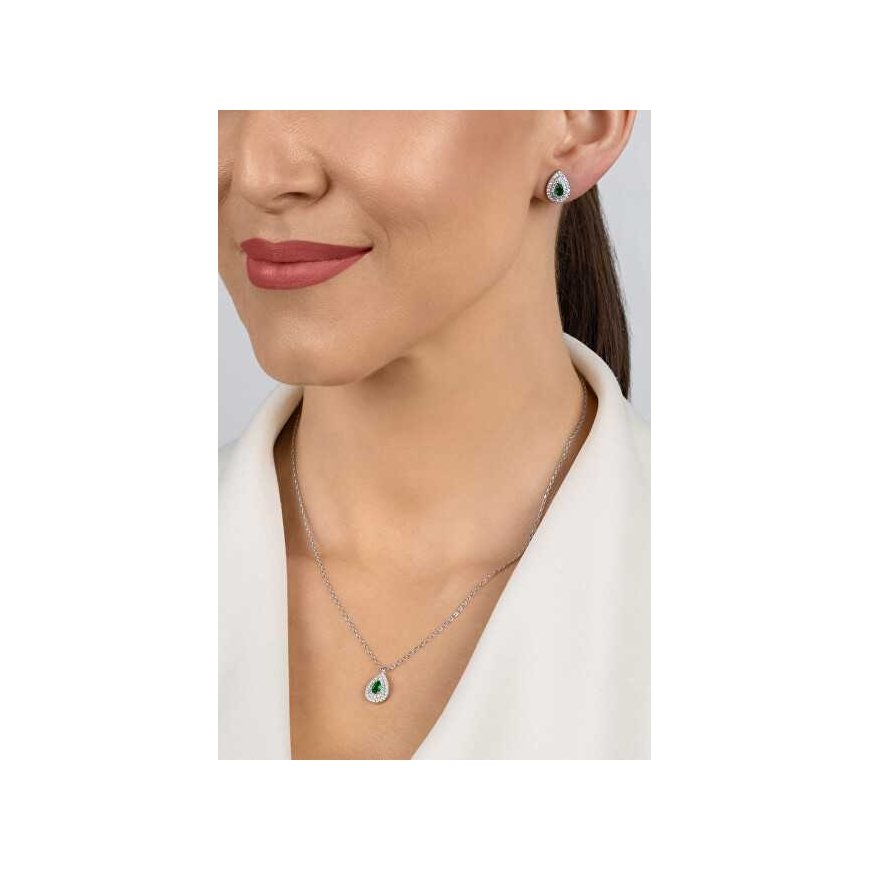 Brilio Silver Silver jewelry set with zirconia Tear drop shape SET284WG (necklace, earrings) – 2