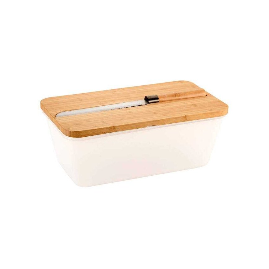Kesper Half Box with Bamboo Lid and Bread Knife, 35 x 20 cm