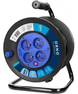 Orno Būgninio ilgintuvo laidas, 4 lizdai 2P + Z, PVC H05VV-F 3x1,0mm? Kabelis, ilgis 30m, termopora, langinės srovės grandinėms.