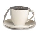 MARIAPAULA ECRU NOVA CUP 250ML WITH SAUCER 15CM IN A BAND MARIAPAULA ECRU NOVA CUP 250ML WITH SAUCER 15CM IN A BAND