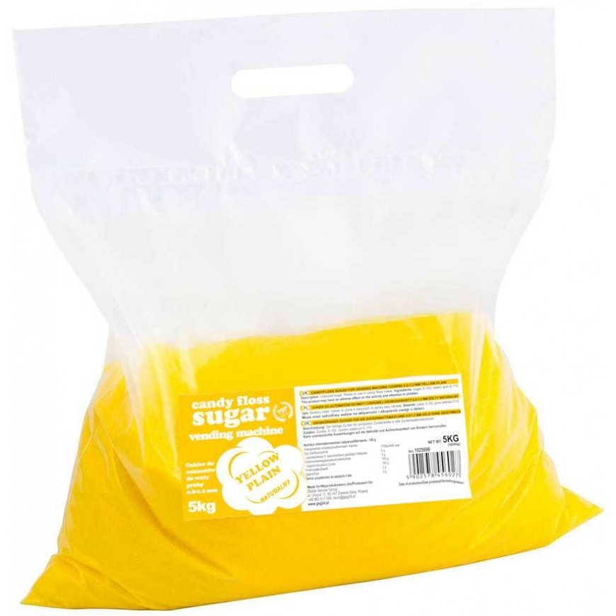 Gsg24 Cukrus cukraus vatos mašinai, granuliacija 0,8-1,2 mm, natūralaus skonio GELTONA 5kg