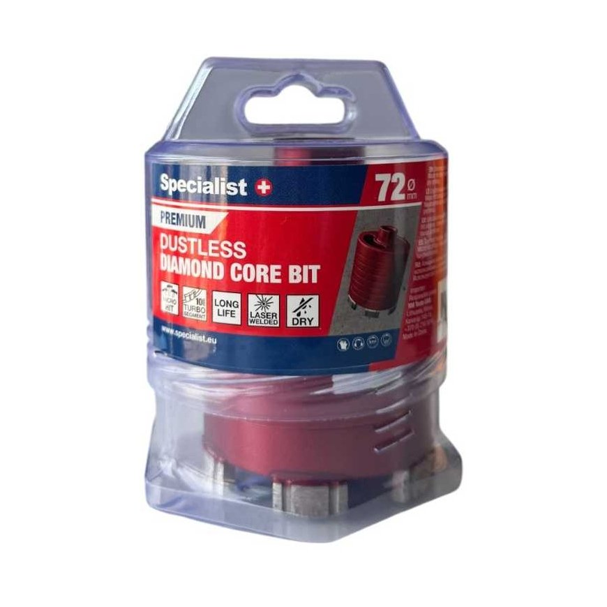 Grąžtas SPECIALIST+ deimantinė gręžimo karūna PREMIUM, 72 mm – 5