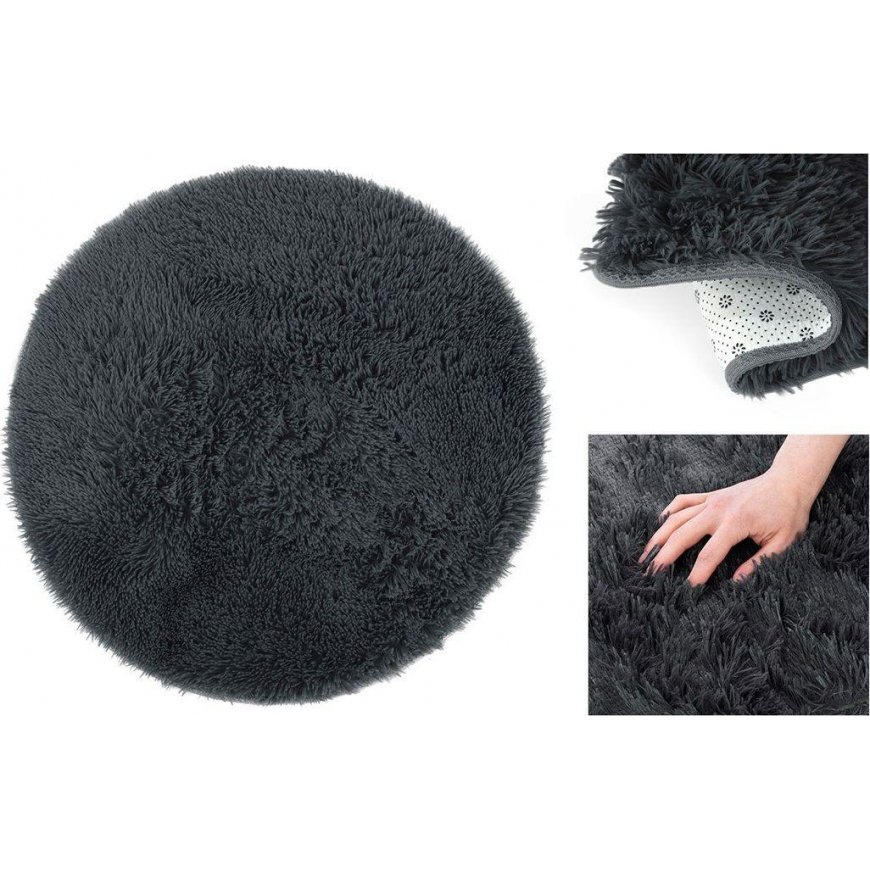 Pyöreä matto AmeliaHome R120, 120 x 120 cm, väri: tummanharmaa