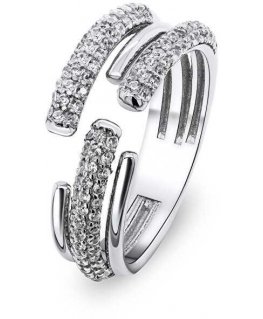 Brilio Silver Luxurious open ring with clear zirconia RI036W