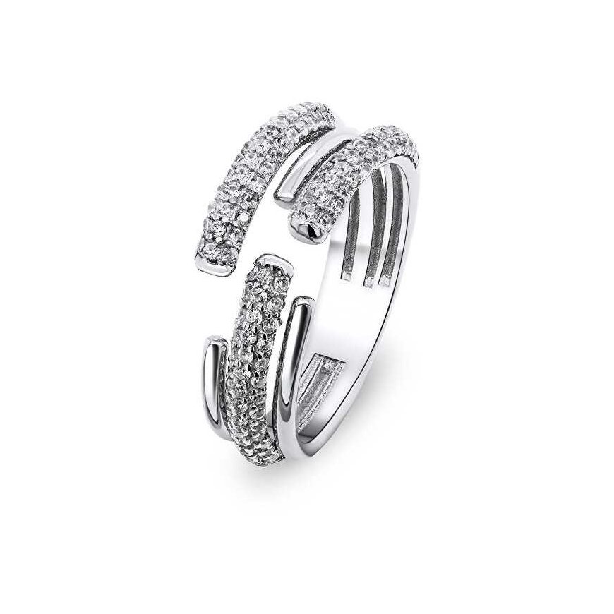 Brilio Silver Luxurious open ring with clear zirconia RI036W