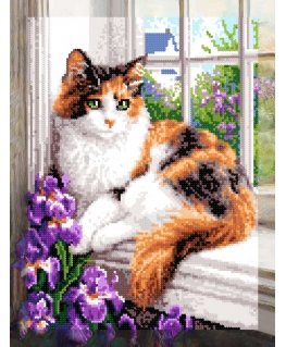Beldizart Deimantti-maalaus kehikolla "Kissa ikkunalla" 40x50 cm DP420