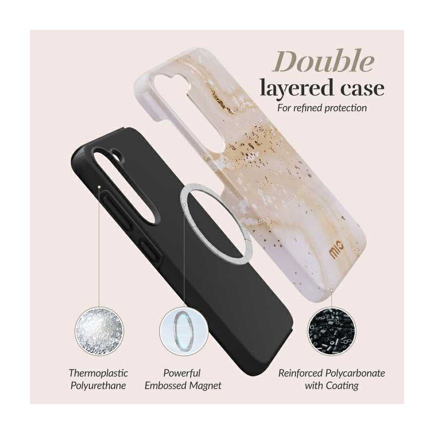 Dėklas MIO Gold Marble Magsafe ühilduv Samsung S25 Plus 5G jaoks – 5