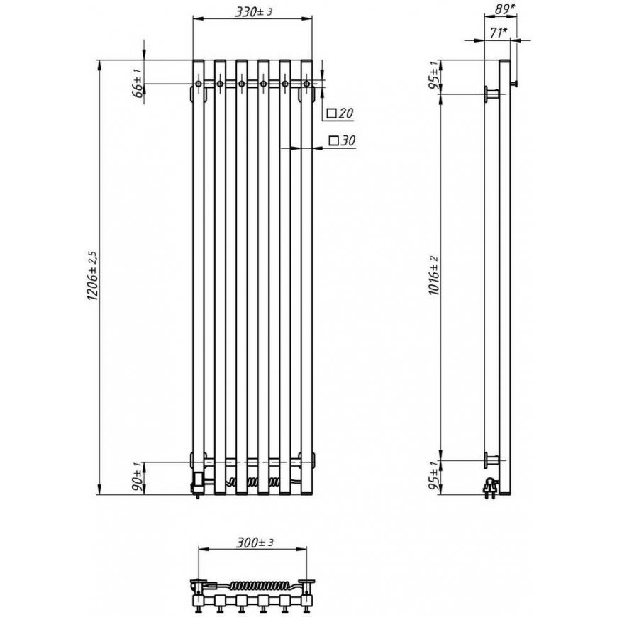 Elektrinis rankšluosčių džiovintuvas Navin Levante 330x1200, Sensor, 12-257053-3312, (laidas dešinėj – 5