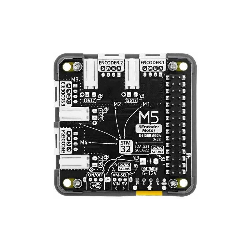 4EncoderMotor Moodul – 4 kanali mootori juhtimisseade – STM32 + BL5617 – M5Core arendusmodulitele – M5Stack M138 – 3