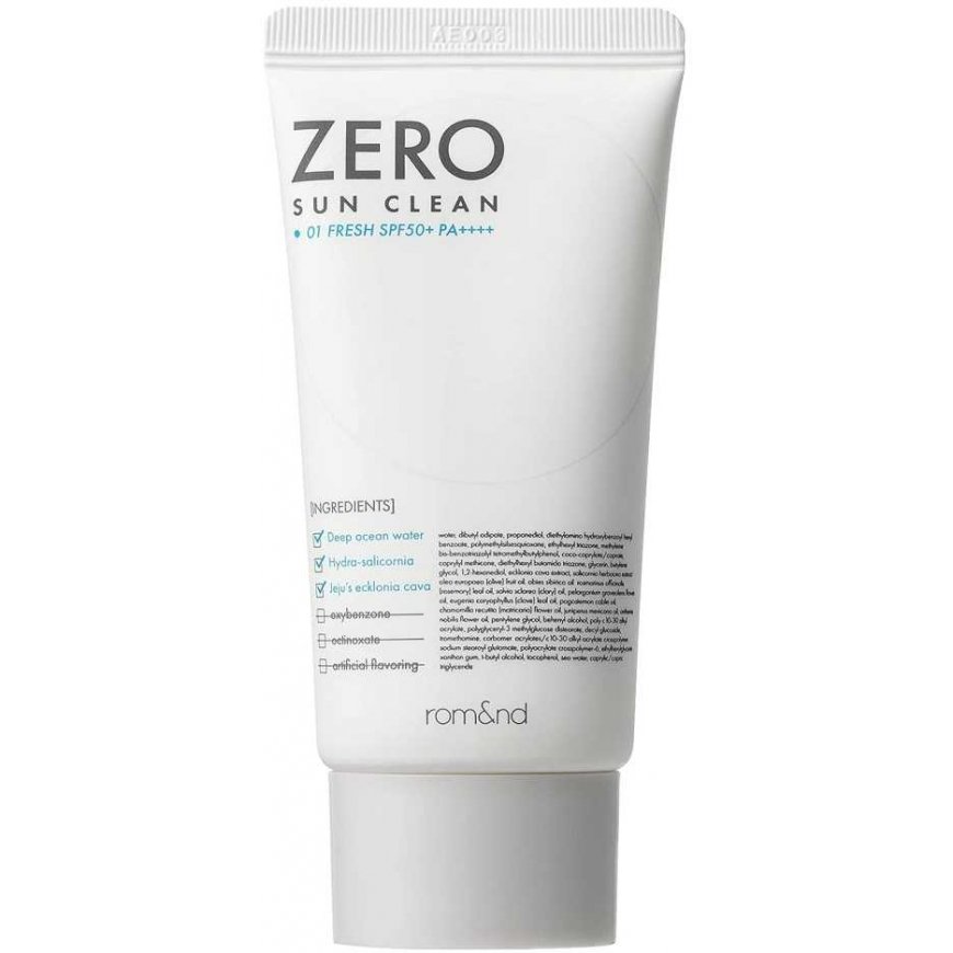 Romnd „Zero Sun Clean“ veido apsaugos nuo saulės kremas SPF50+ PA++++ 01 Fresh 50 ml