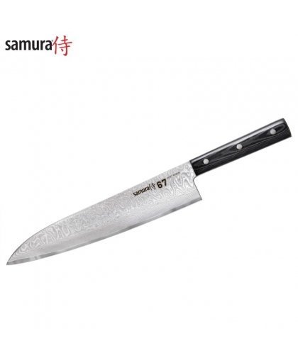 Samura DAMASCUS 67 Универсальный Кухонный нож Шевповора 240mm из AUS 10 Дамасской стали 61 HRC (67-слойный)
