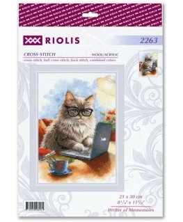 UAB Riolis Kryželiu siuvinėjimo rinkinys „Meowmoirų rašytojas“ 21x30 cm SR2263