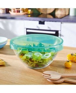 Salad bowl with lid Keep'n'Dubenėlis 28 cm turquoise LUMINARC