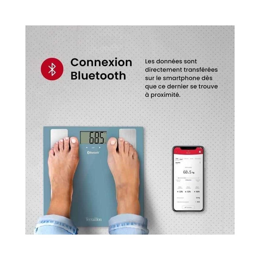 TERRAILLON 14874 Smart Connect Blue Electronic Scale and Body Analyzer – 4