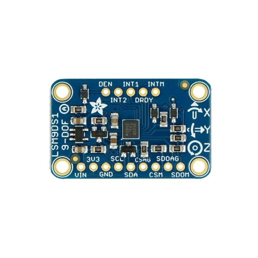 9-DOF 3-axis digital accelerometer, gyroscope, and magnetometer + temperature sensor, LSM9DS1, Adafruit 3387 – 3