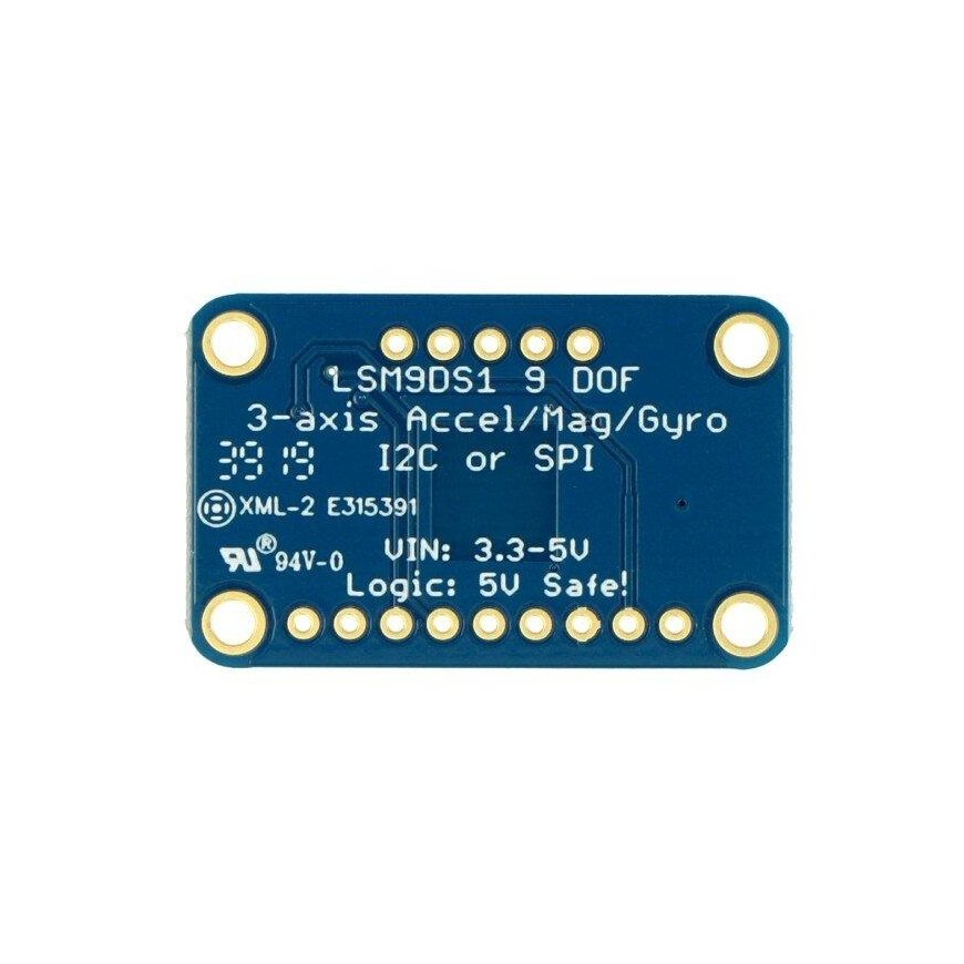 9-DOF 3-axis digital accelerometer, gyroscope, and magnetometer + temperature sensor, LSM9DS1, Adafruit 3387 – 4
