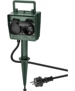 Goobay 55943 jatkojohto 2 m 2 AC-pistorasia(a) Ulkona musta, Vihreä