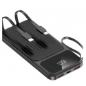 Maxlife-virtapankki, jossa on sisäänrakennetut kaapelit MXPB-06 PD QC 22,5W 10000 mAh musta