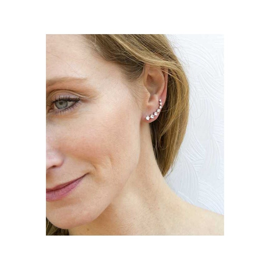 Beneto Silver Longitudinal Earrings with Clear Crystals AGU2712 – 2