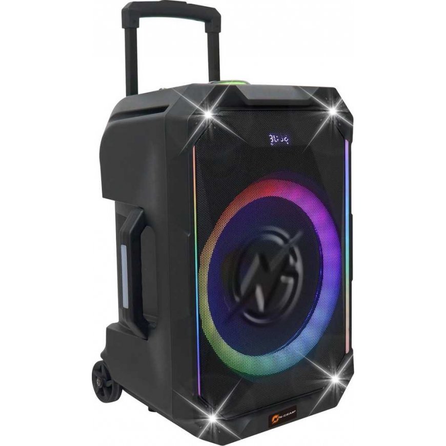 N-GEAR THE FLASH 1540 - Karaokekaiutin - 15" Alueen taajuusgeneraattori - Bluetooth - LED-valonäytös - Mukana langattomat mikrof