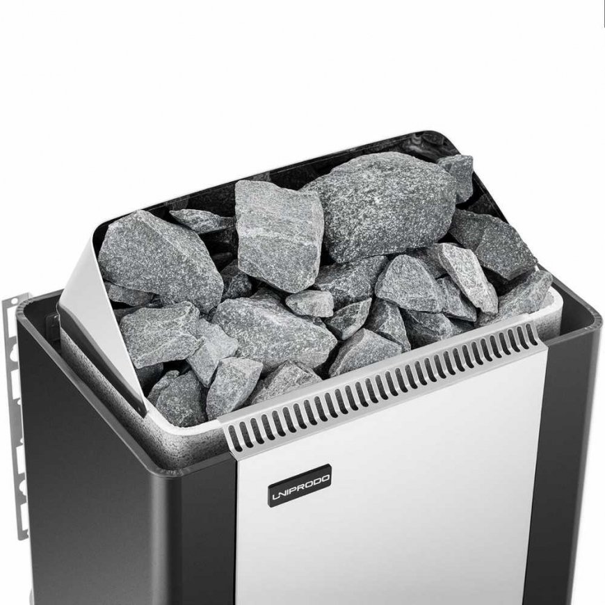 Uniprodo Electric sauna stove with built-in control 9-13 m3 up to 110C 400 V 9 kW silver-black – 3