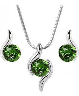 Levien Suitable Chaton Wave Fern Green necklace and earring set