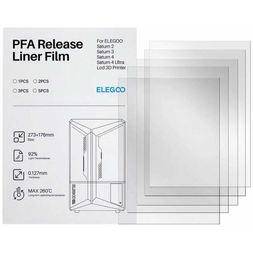 PFA фольга для 3D-принтеров Elegoo Saturn - 273x176мм - 5 шт.
