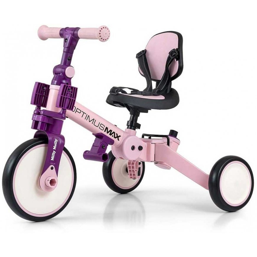 Milly Mally Optimus Max 5in1 tricycle with a steering handle, pink – 4