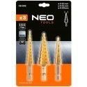 Neo Tools HSS TiN step drill set, 3-20 mm, hexagonal, 3 pcs. Neo Tools HSS TiN step drill set, 3-20 mm, hexagonal, 3 pcs.