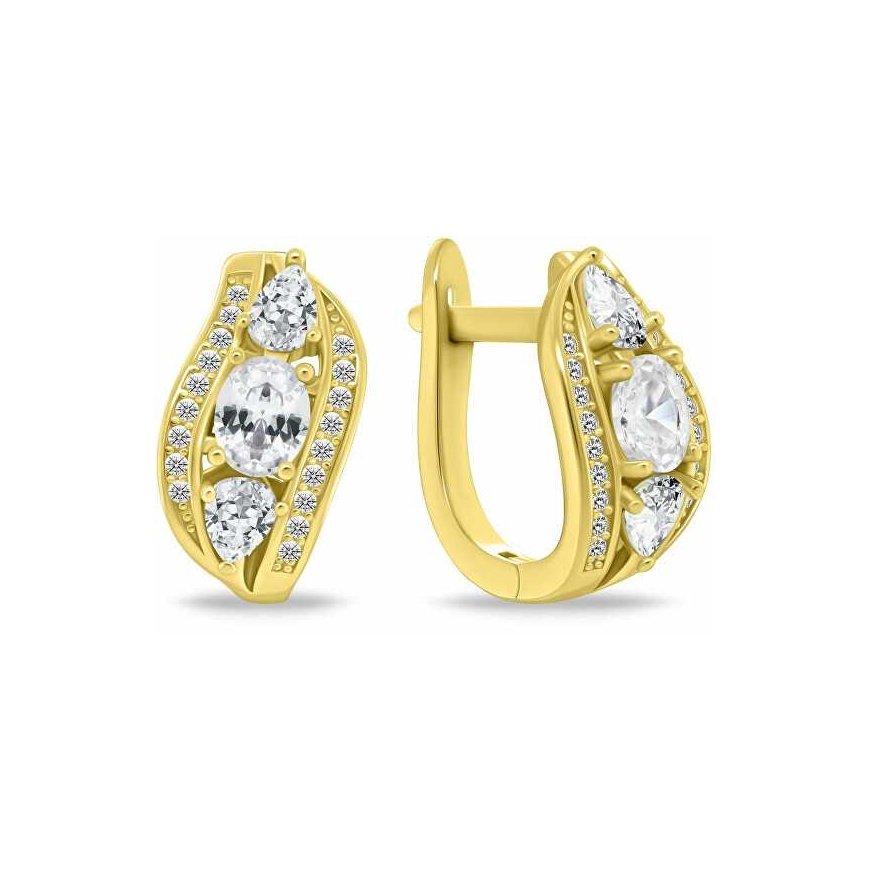 Brilio Silver Luxurious Gold-Plated Earrings with Zirconia EA1180Y