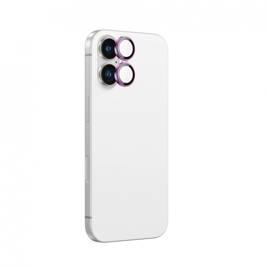 AmazingThing AR alumiinium 2 objektiiviga klaas kaameraraamiga iPhone 16 | 16 Plus - Roosa