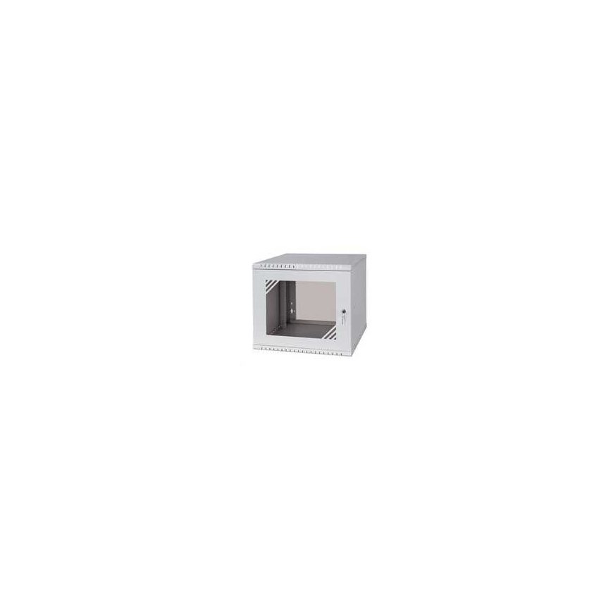 LEXI-Net 19" wall cabinet Basic 4U 520x450, glass doors, without back, foldable, gray