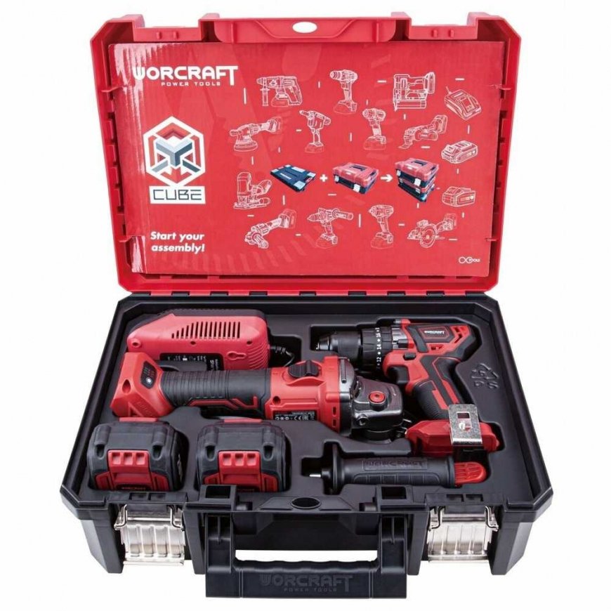 Worcraft Drill and Angle Grinder Set 20V LI-ION (XCUBE Box) – 2