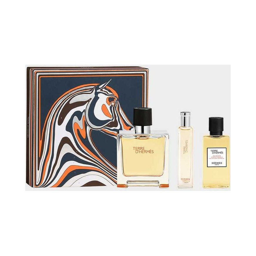 HERMÈS Terre D'Hermès dovanų rinkinys vyrams, kvepalai 75 ml, kvepalai 15 ml, dušo želė 40 ml