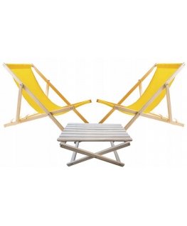 Table set for beds + 2 yellow beds, Woodok