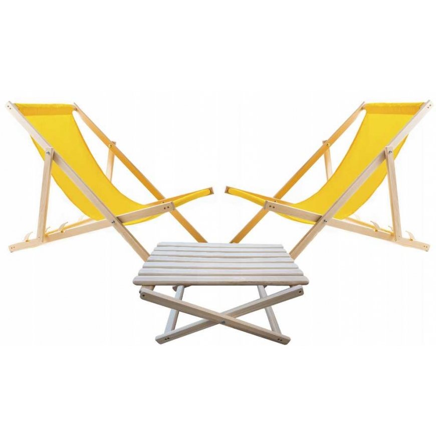 Table set for beds + 2 yellow beds, Woodok