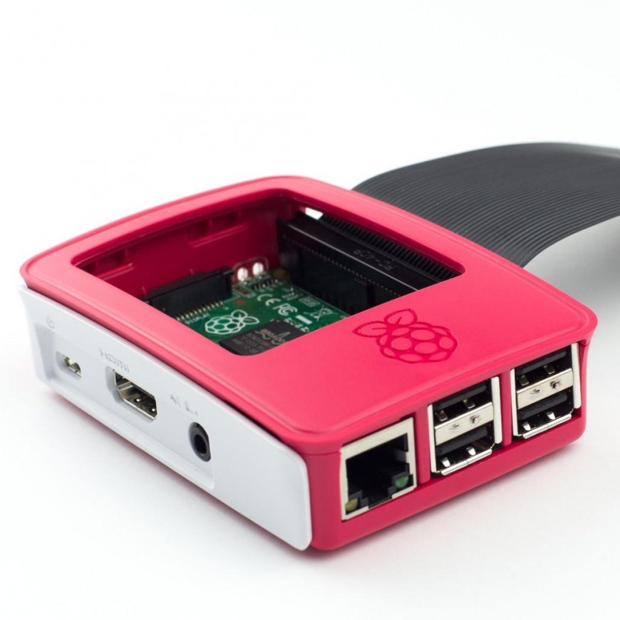 Raspberry Pi Dēžutē - Farnell - Sarkani balta