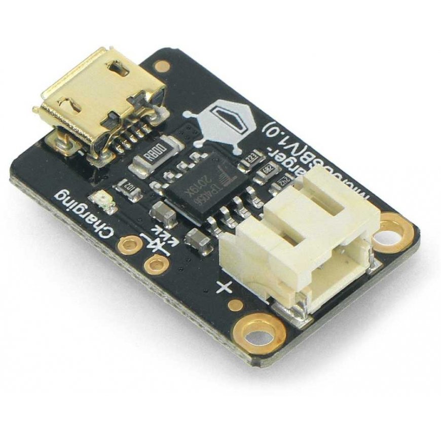 Lipo lādētājs, Li-Pol akumulatoru lādēšanas modulis caur microUSB, DFRobot DFR0667 – 4