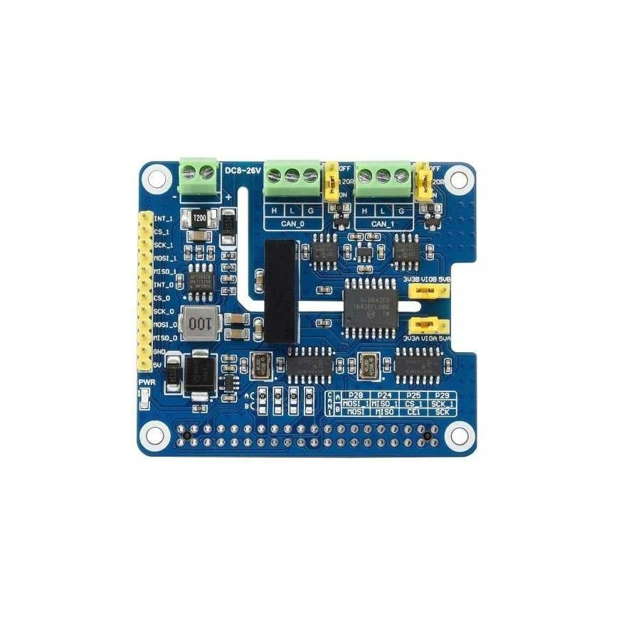 CAN FD laienduse HAT - 2-kanaline isoleeritud ülekandmine CAN FD - mõeldud Raspberry Pi - Waveshare 17075 – 3