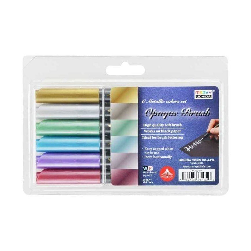 MARVY - siveltimellä varustetut kynät Opaque 4700-6V Metallic, 6 kpl.