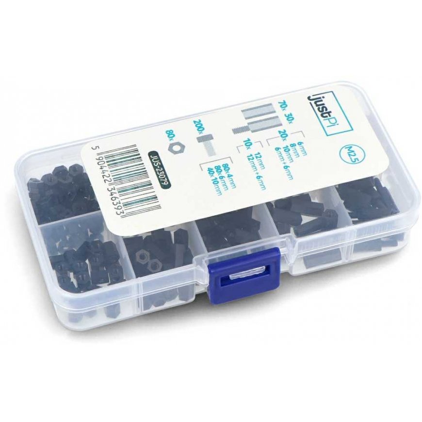 Asennussarja 5 Raspberry Pi - M2.5 ruuvien ja aluslevyjen sarja - 380 kpl, - justPi